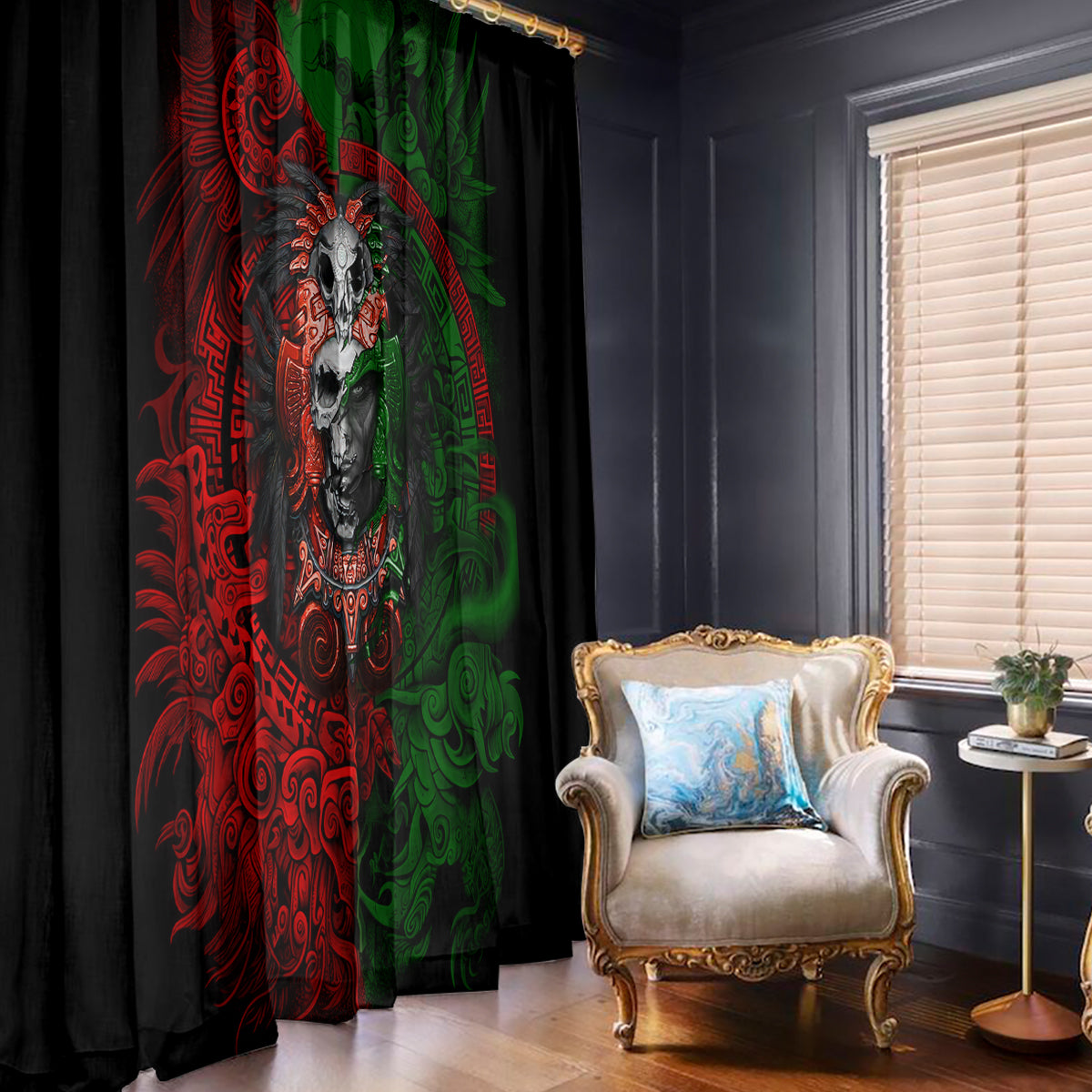 Skulls Aztec Warriors Window Curtain - Wonder Print Shop