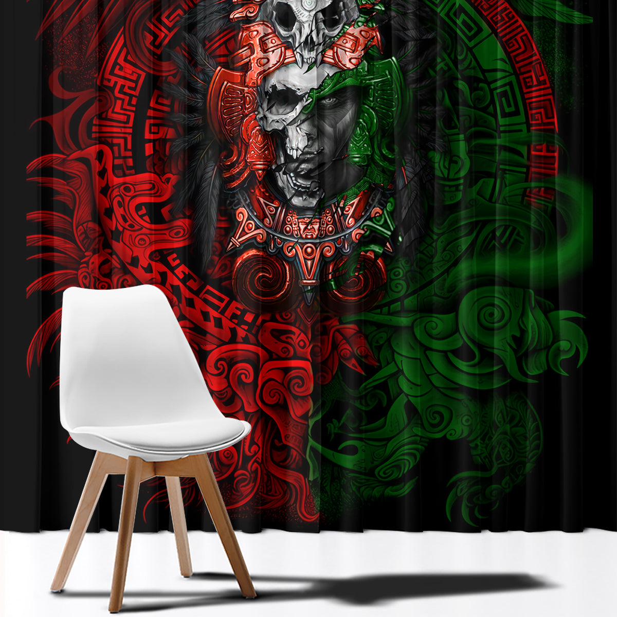 Skulls Aztec Warriors Window Curtain - Wonder Print Shop