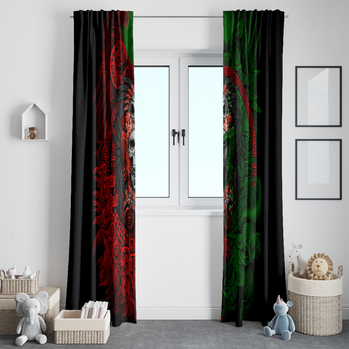 Skulls Aztec Warriors Window Curtain - Wonder Print Shop