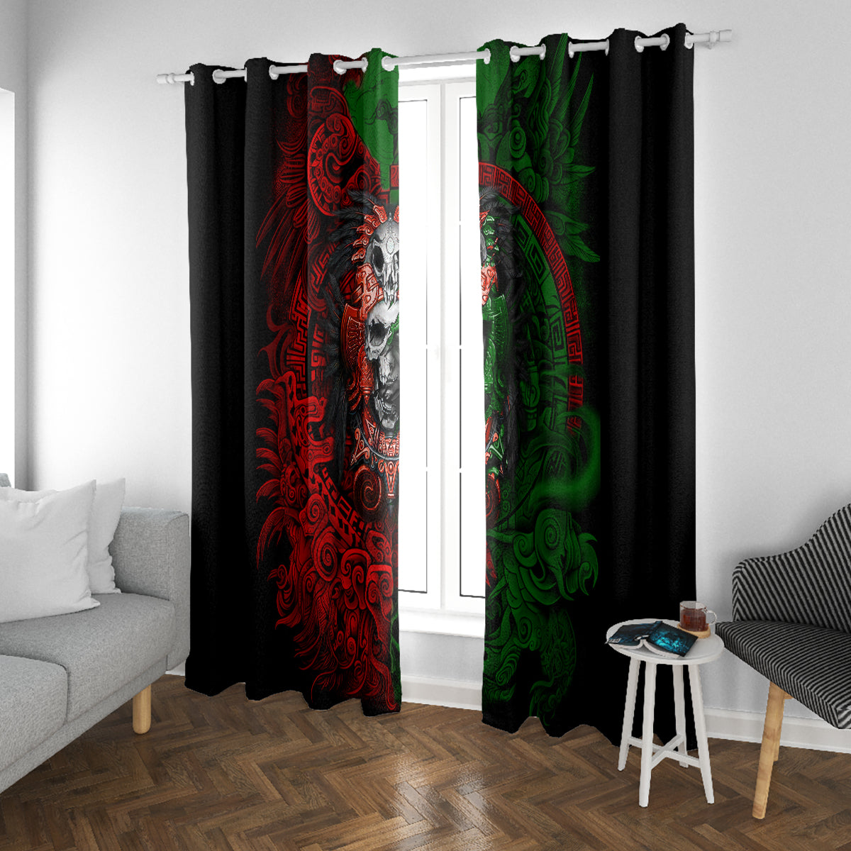 Skulls Aztec Warriors Window Curtain - Wonder Print Shop