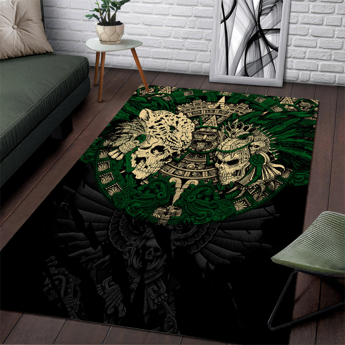 Aztec Warrior Skulls Area Rug - Wonder Print Shop