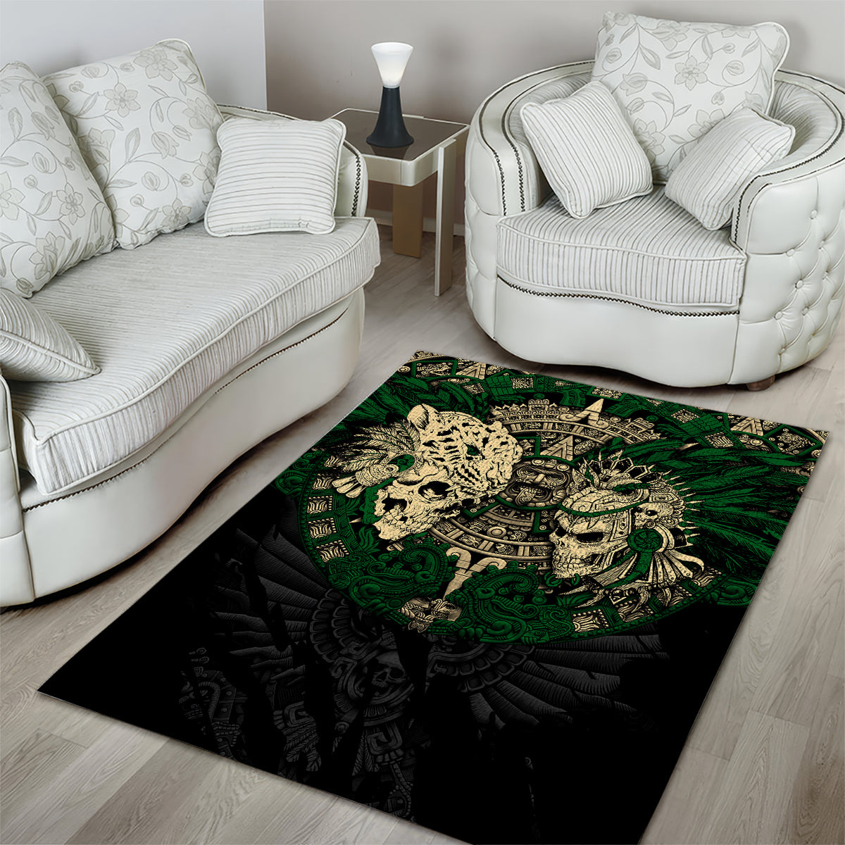 Aztec Warrior Skulls Area Rug - Wonder Print Shop
