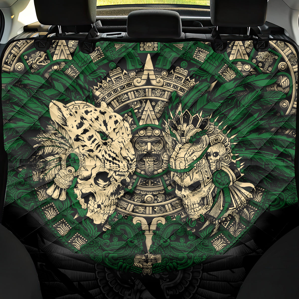 Aztec Warrior Skulls Back Car Seat Cover - Wonder Print Shop
