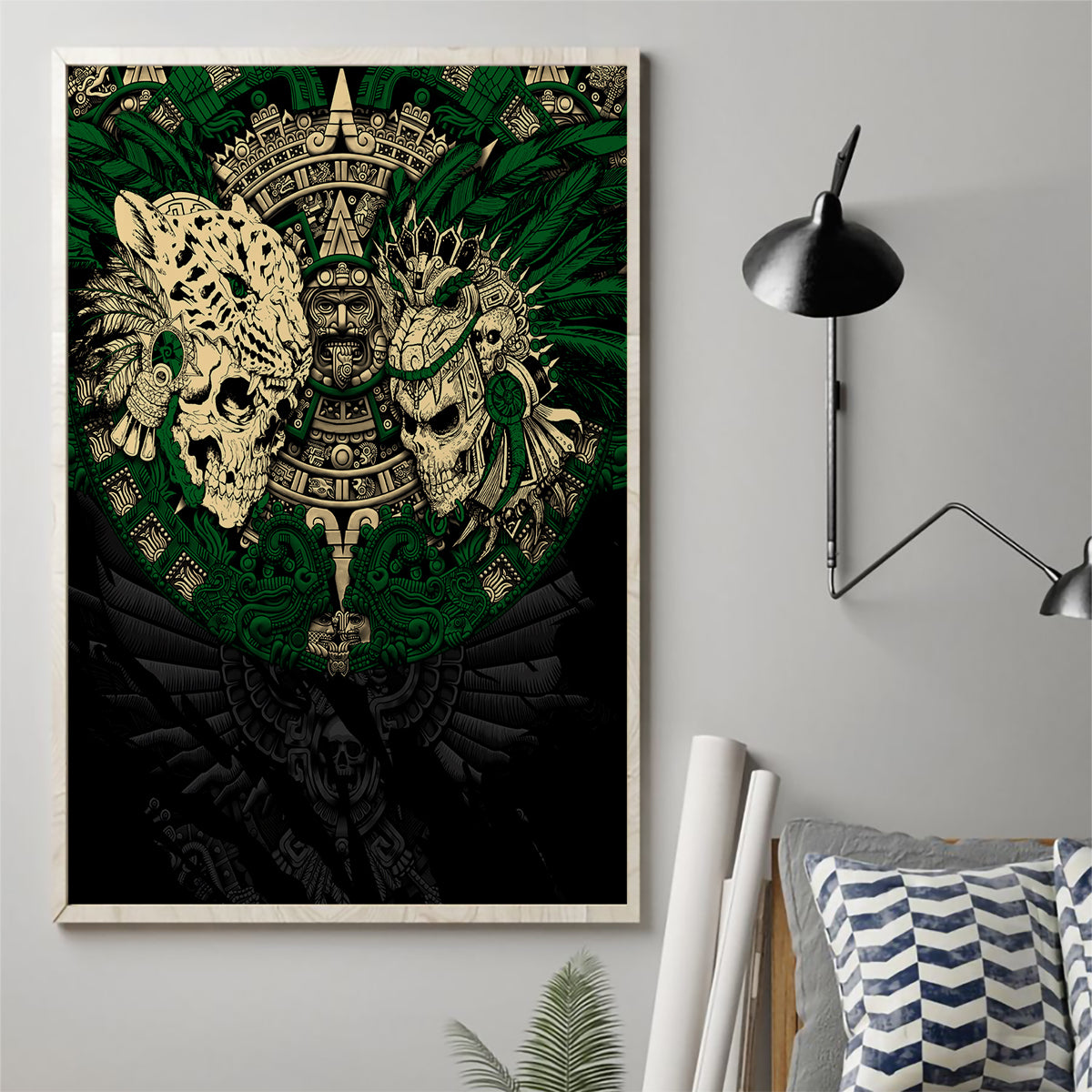 Aztec Warrior Skulls Canvas Wall Art - Wonder Print Shop