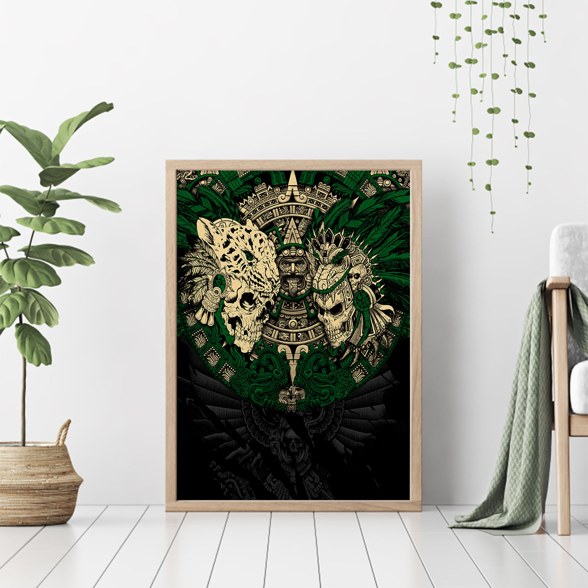 Aztec Warrior Skulls Canvas Wall Art - Wonder Print Shop