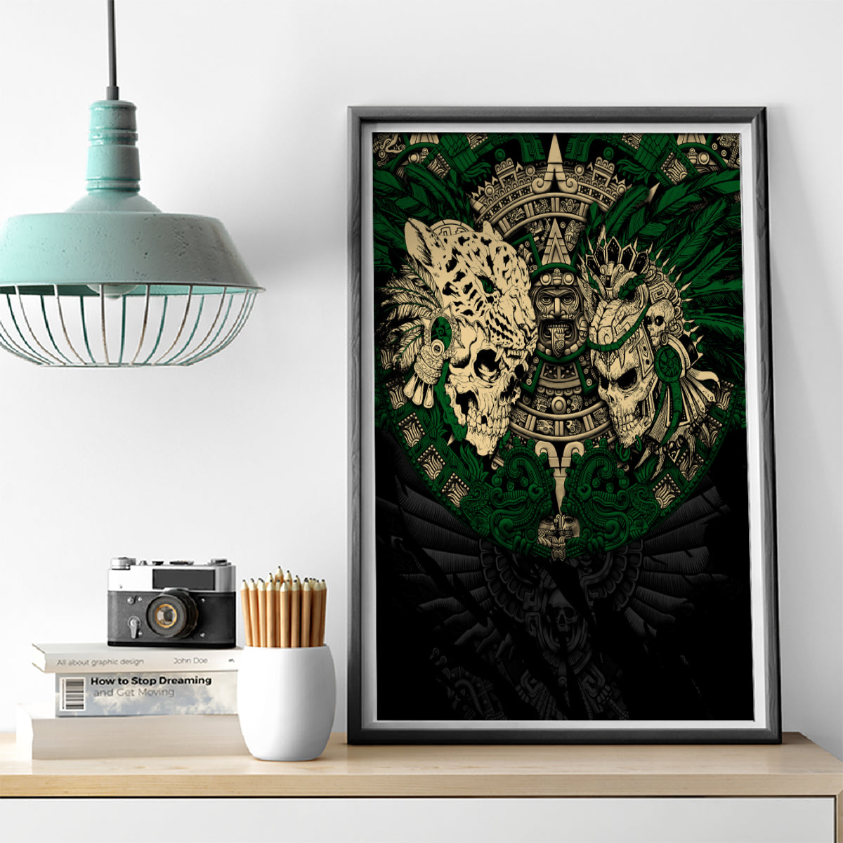 Aztec Warrior Skulls Canvas Wall Art - Wonder Print Shop