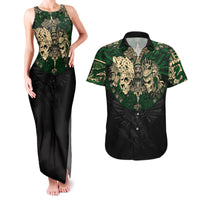 Aztec Warrior Skulls Couples Matching Tank Maxi Dress and Hawaiian Shirt - Wonder Print Shop