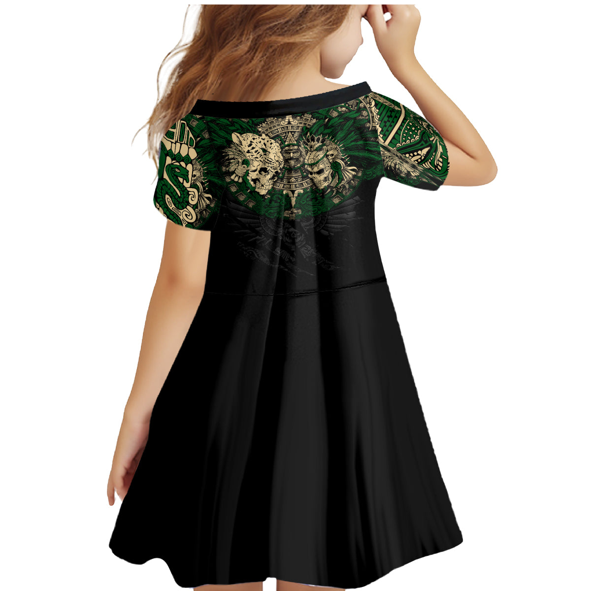 Aztec Warrior Skulls Family Matching Mermaid Dress and Hawaiian Shirt - Wonder Print Shop