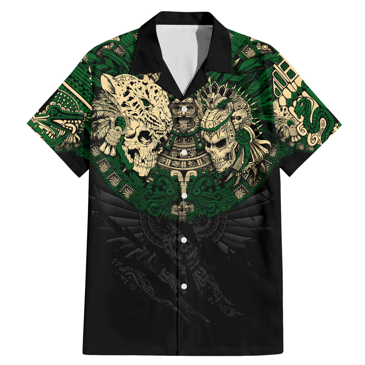Aztec Warrior Skulls Family Matching Mermaid Dress and Hawaiian Shirt - Wonder Print Shop