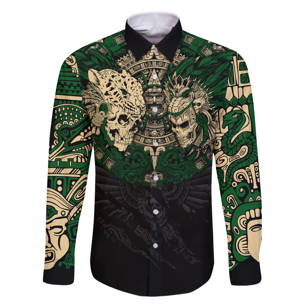 Aztec Warrior Skulls Family Matching Mermaid Dress and Hawaiian Shirt - Wonder Print Shop