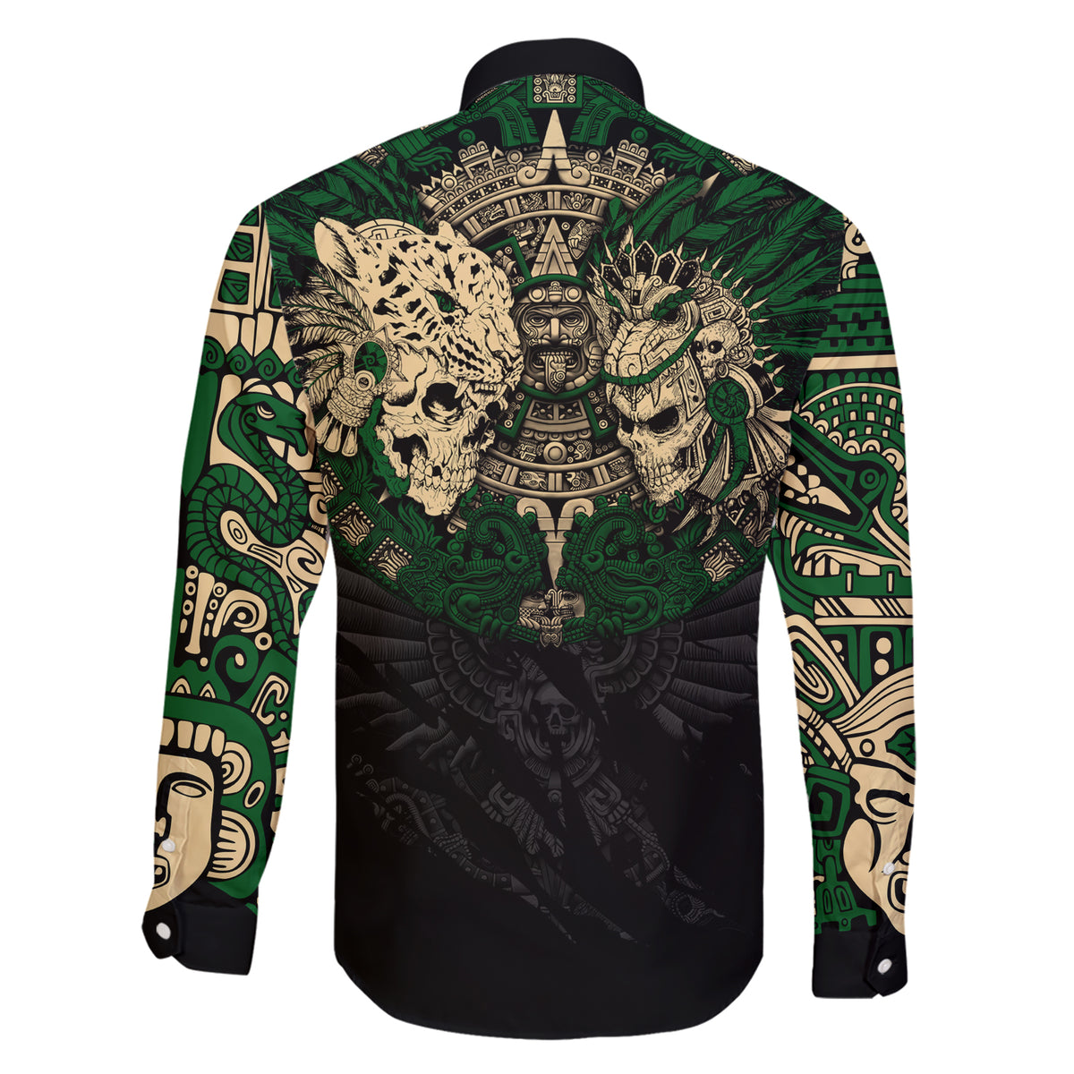 Aztec Warrior Skulls Family Matching Short Sleeve Bodycon Dress and Hawaiian Shirt - Wonder Print Shop