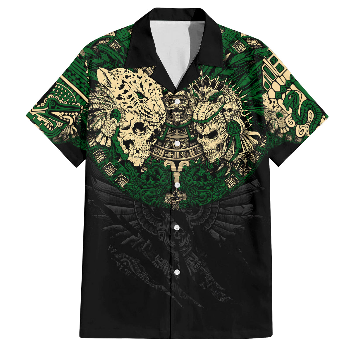 Aztec Warrior Skulls Family Matching Summer Maxi Dress and Hawaiian Shirt - Wonder Print Shop