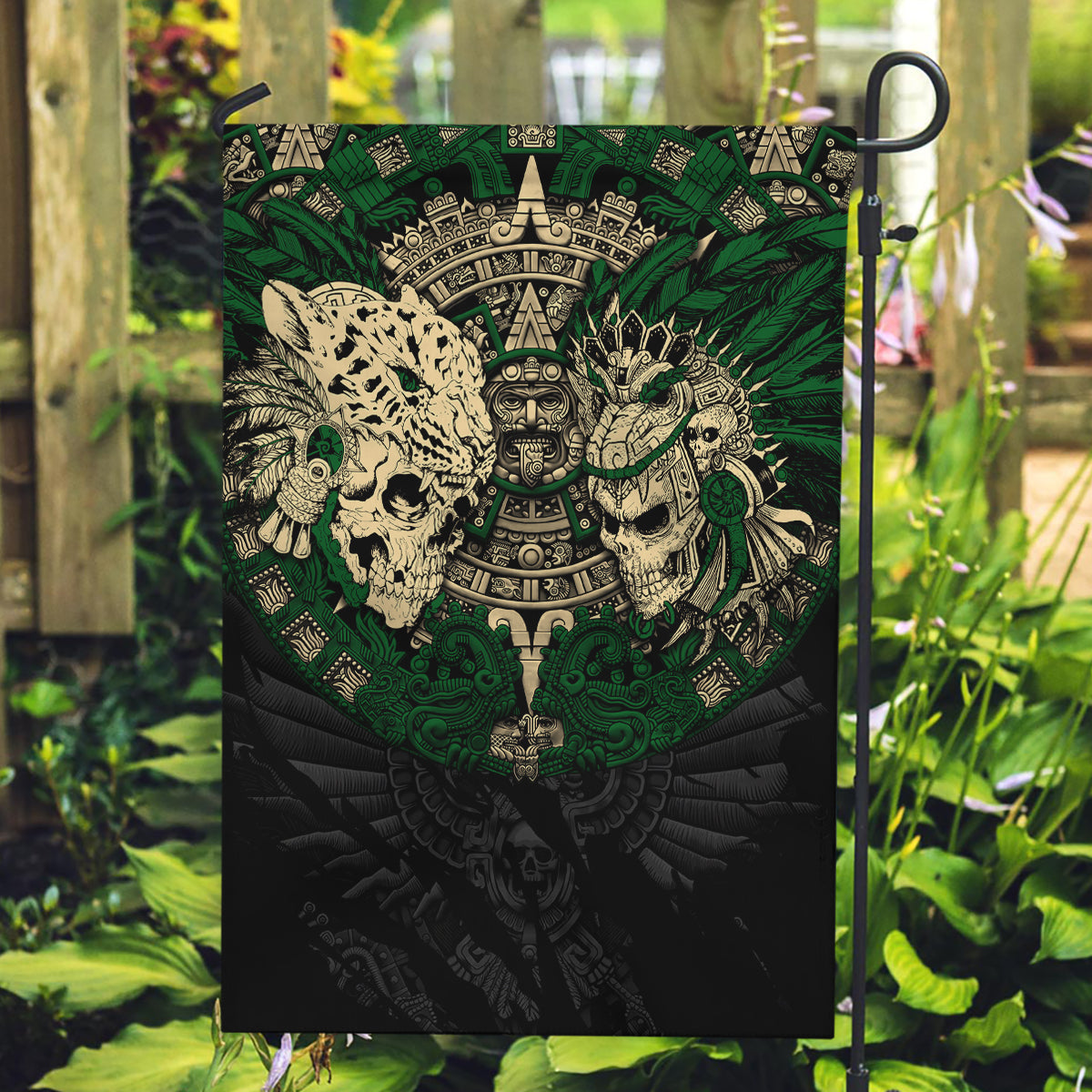 Aztec Warrior Skulls Garden Flag - Wonder Print Shop