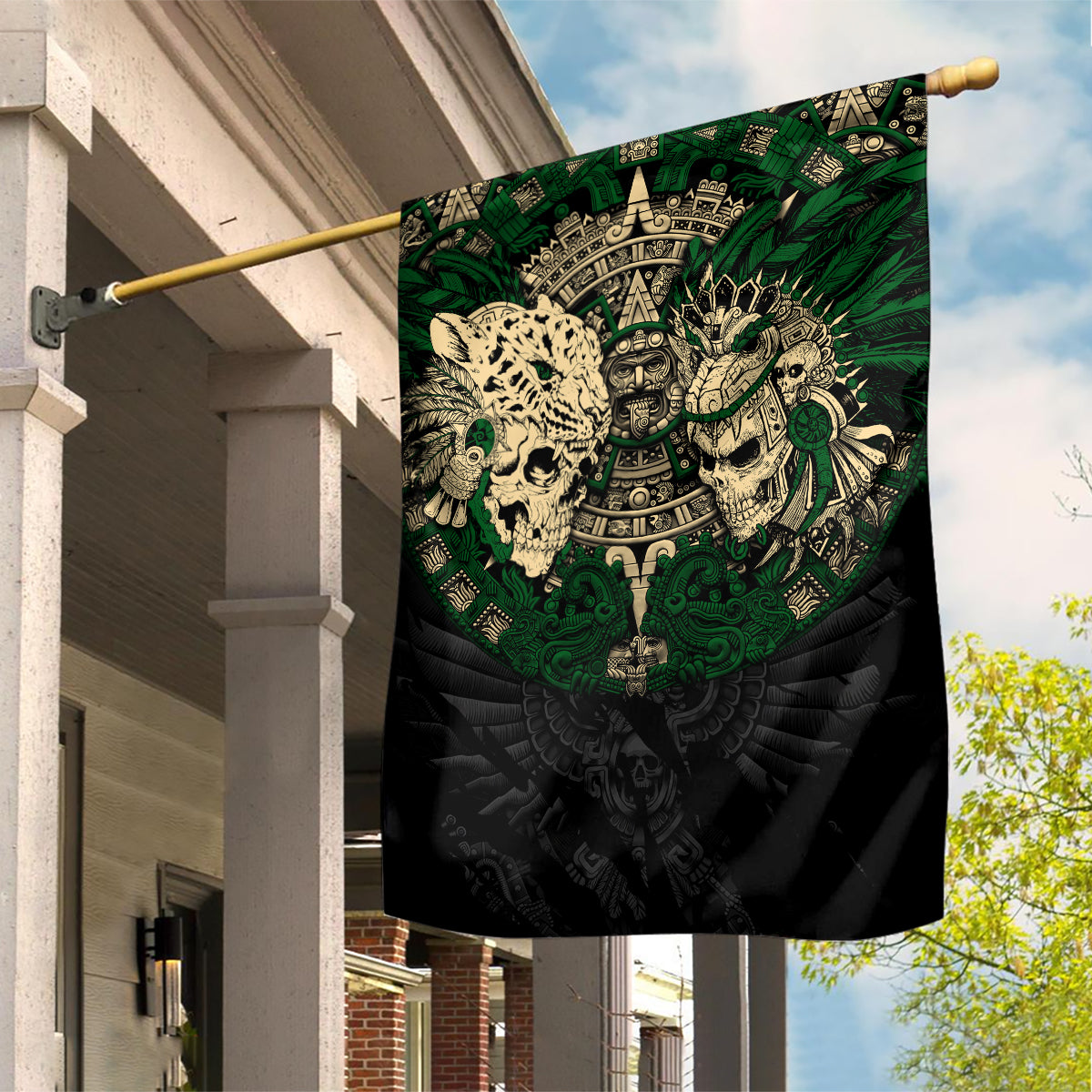Aztec Warrior Skulls Garden Flag - Wonder Print Shop