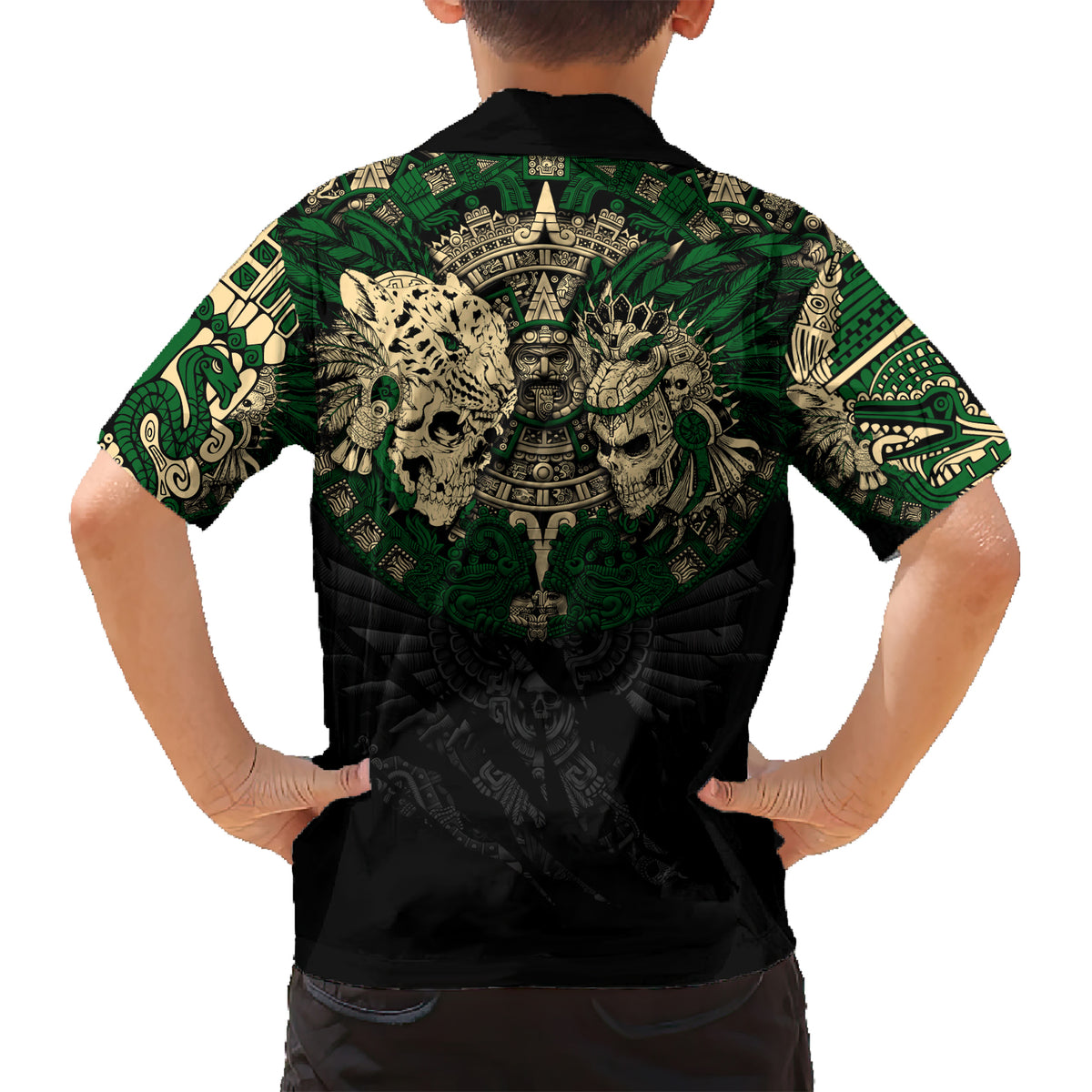 Aztec Warrior Skulls Kid Hawaiian Shirt - Wonder Print Shop