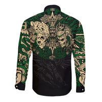 Aztec Warrior Skulls Long Sleeve Button Shirt - Wonder Print Shop