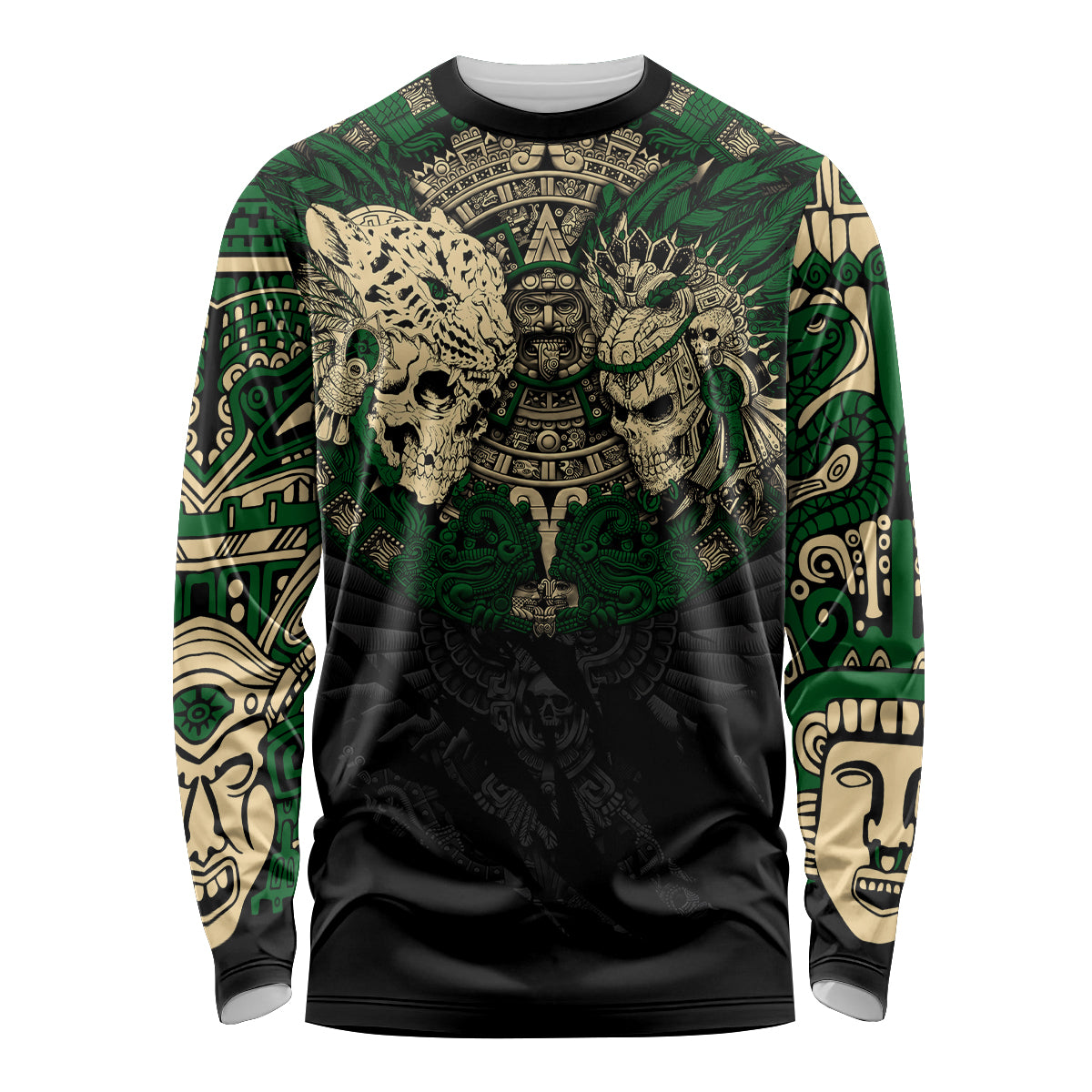 Aztec Warrior Skulls Long Sleeve Shirt - Wonder Print Shop