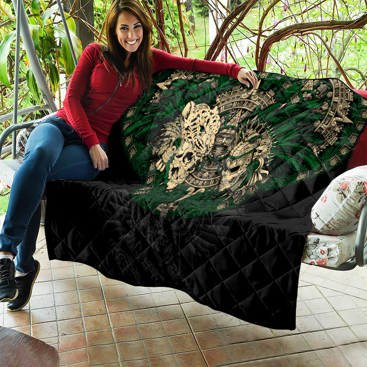 Aztec Warrior Skulls Quilt - Wonder Print Shop