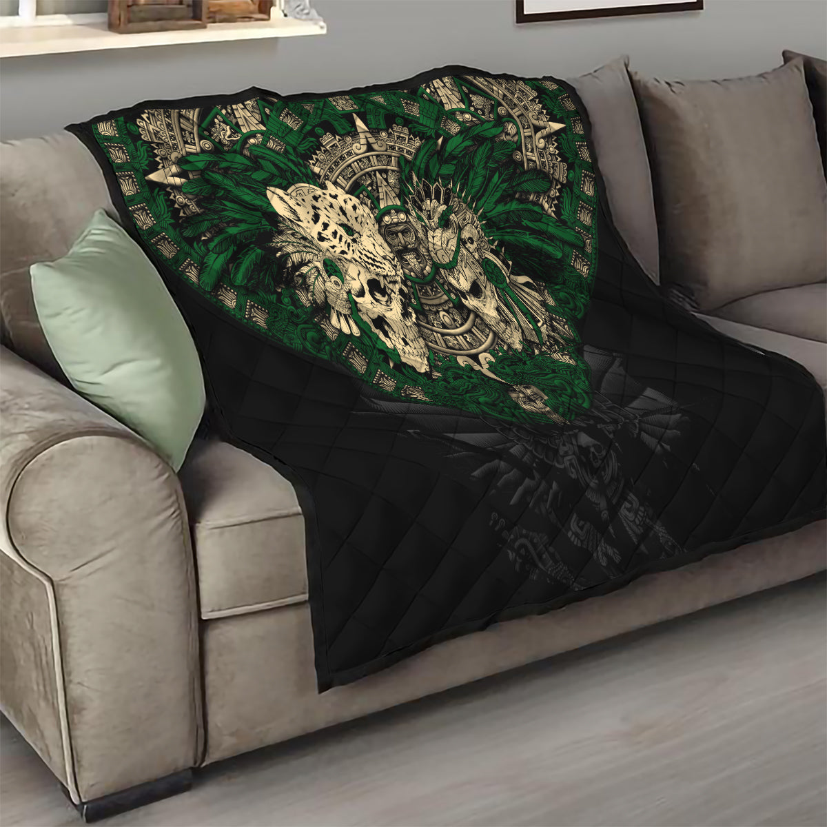 Aztec Warrior Skulls Quilt - Wonder Print Shop