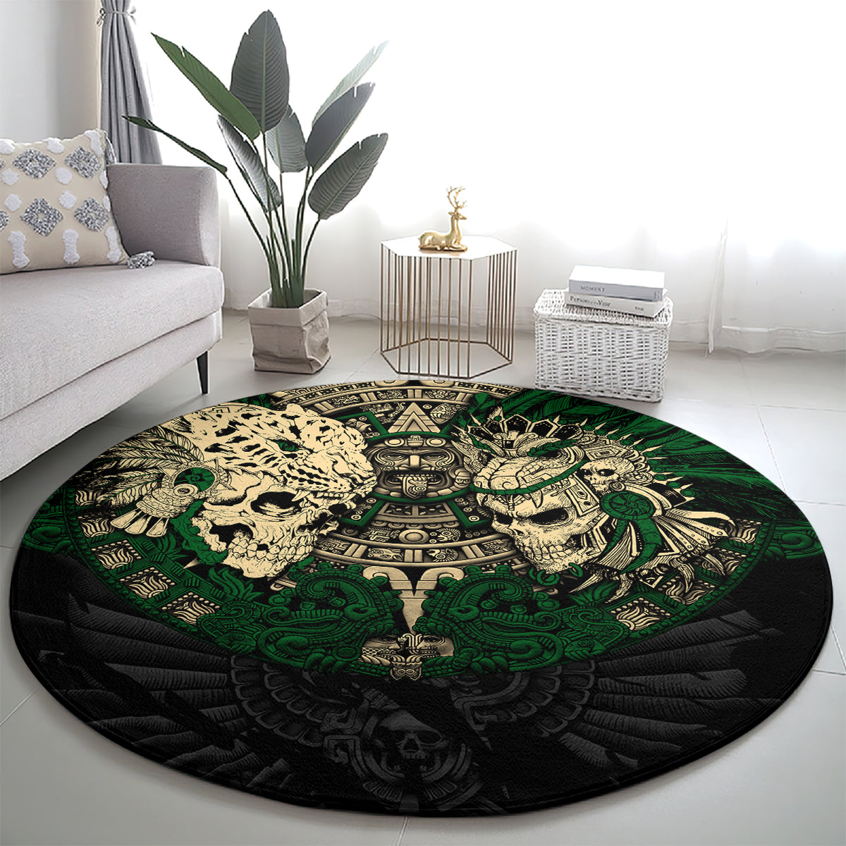 aztec-warrior-skulls-round-carpet