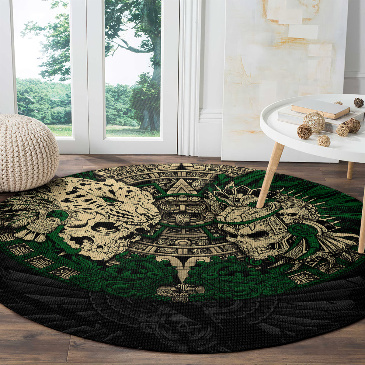 aztec-warrior-skulls-round-carpet