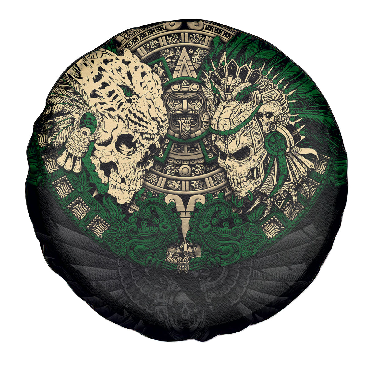 Aztec Warrior Skulls Spare Tire Cover - Wonder Print Shop