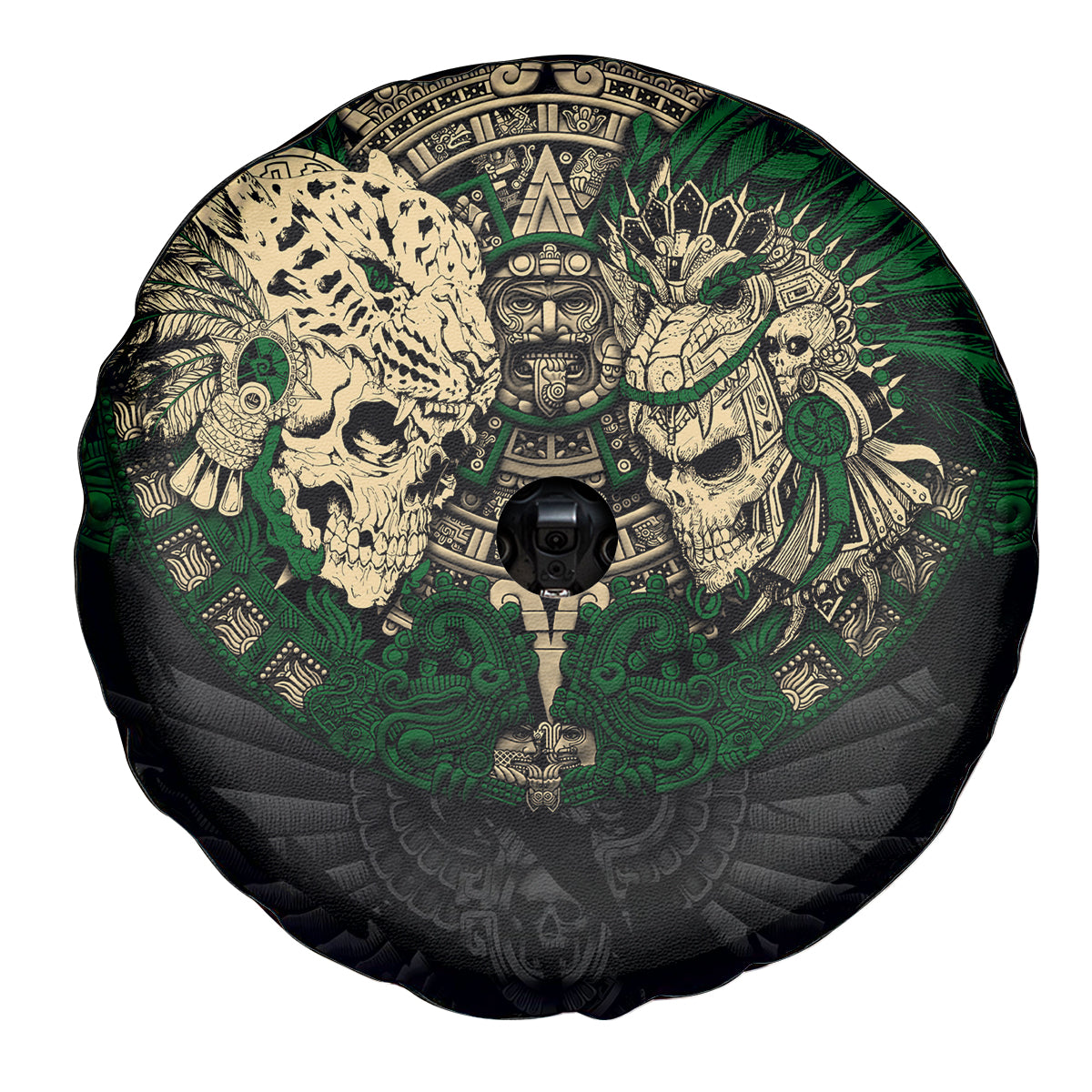 Aztec Warrior Skulls Spare Tire Cover - Wonder Print Shop