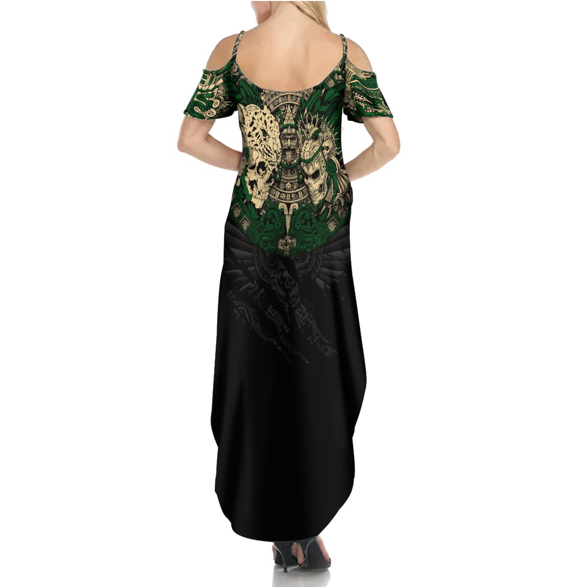 Aztec Warrior Skulls Summer Maxi Dress - Wonder Print Shop