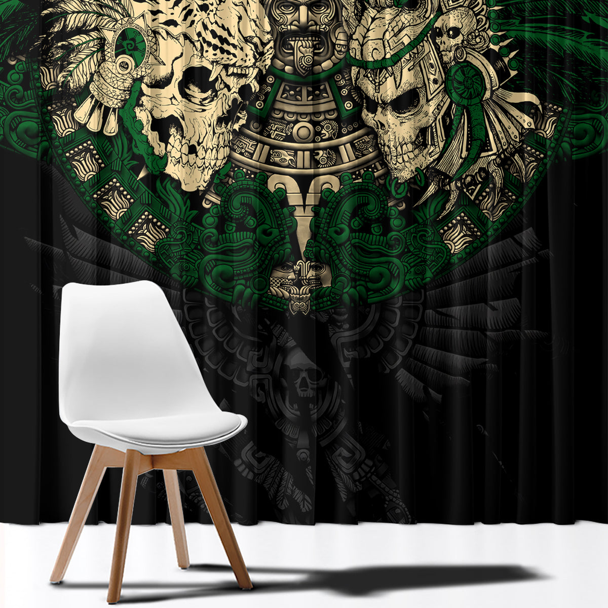 Aztec Warrior Skulls Window Curtain - Wonder Print Shop