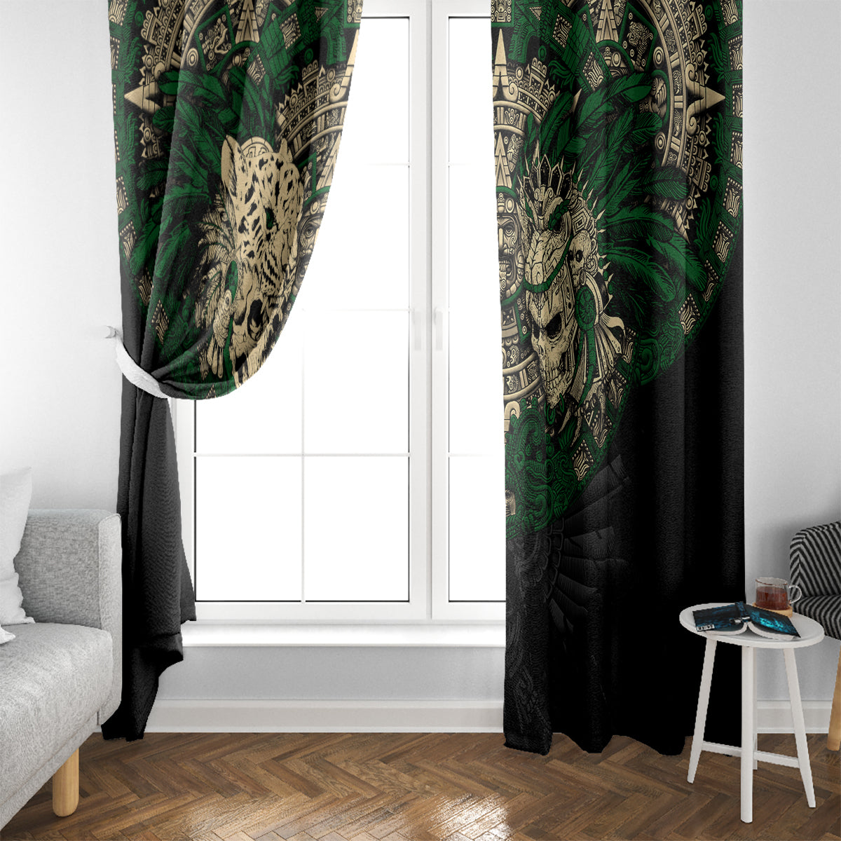 Aztec Warrior Skulls Window Curtain - Wonder Print Shop