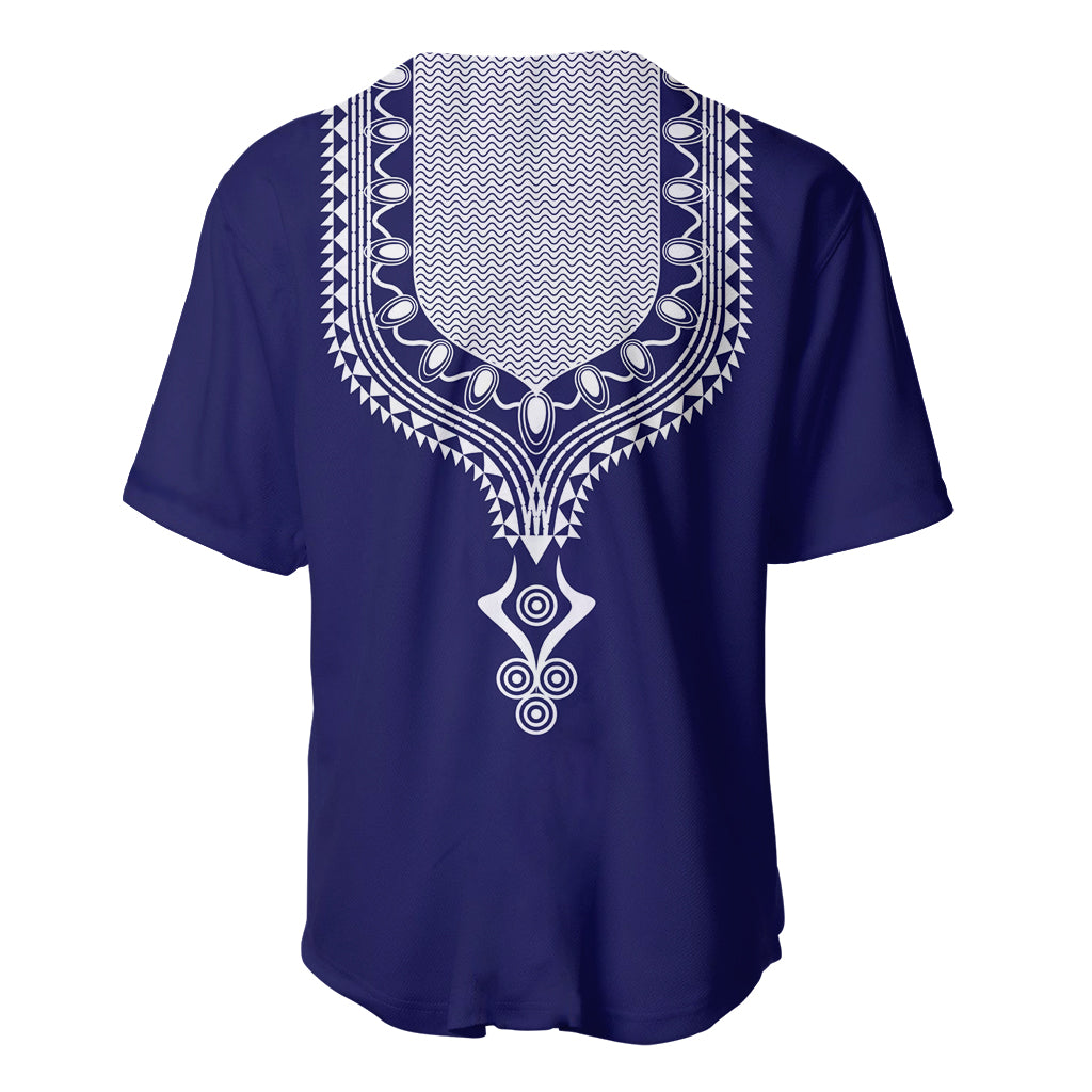 Printed Dashiki African Baseball Jersey Blue - Wonder Print Shop