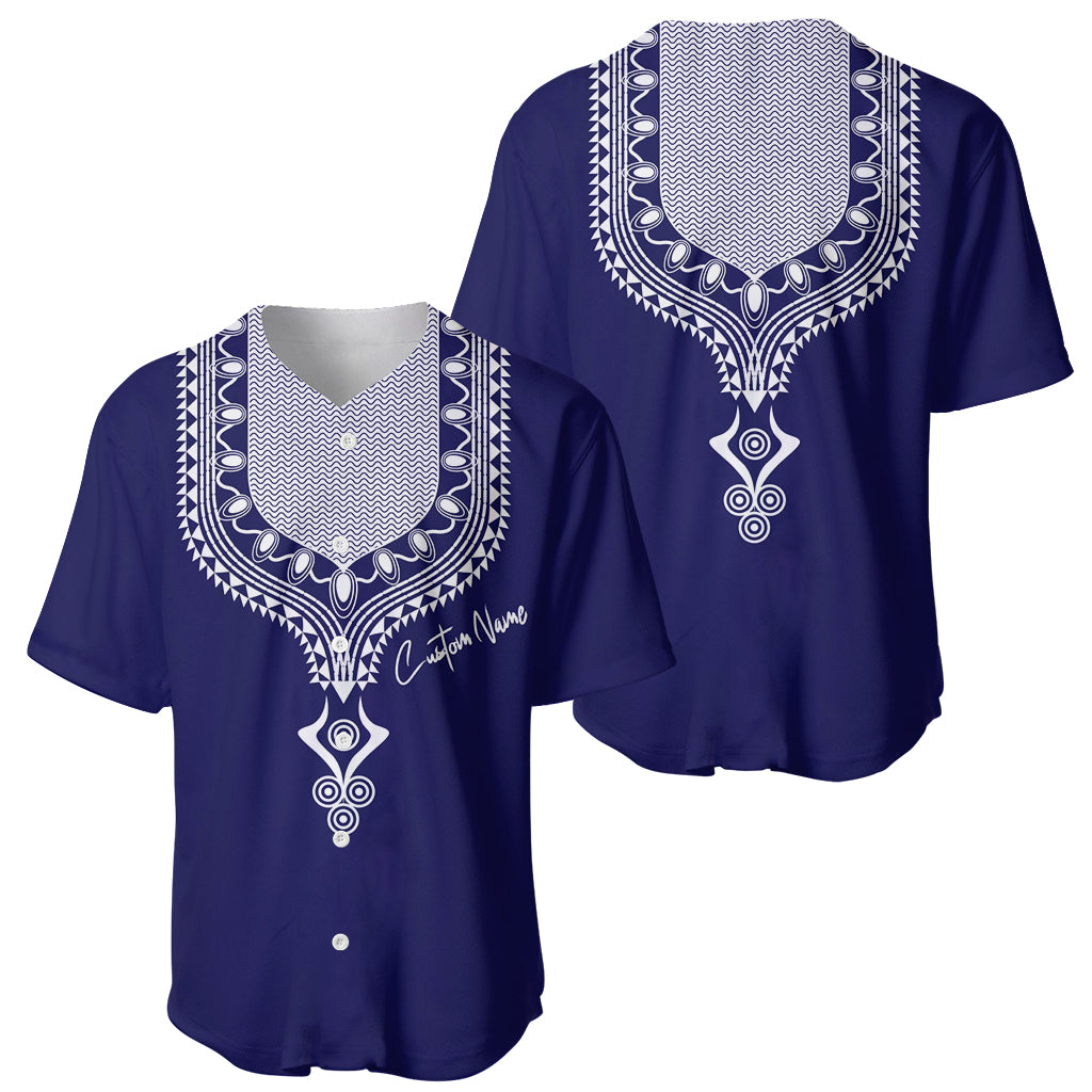 Printed Dashiki African Baseball Jersey Blue - Wonder Print Shop