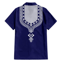 Printed Dashiki African Family Matching Long Sleeve Bodycon Dress and Hawaiian Shirt Blue - Wonder Print Shop