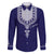 Printed Dashiki African Family Matching Long Sleeve Bodycon Dress and Hawaiian Shirt Blue - Wonder Print Shop