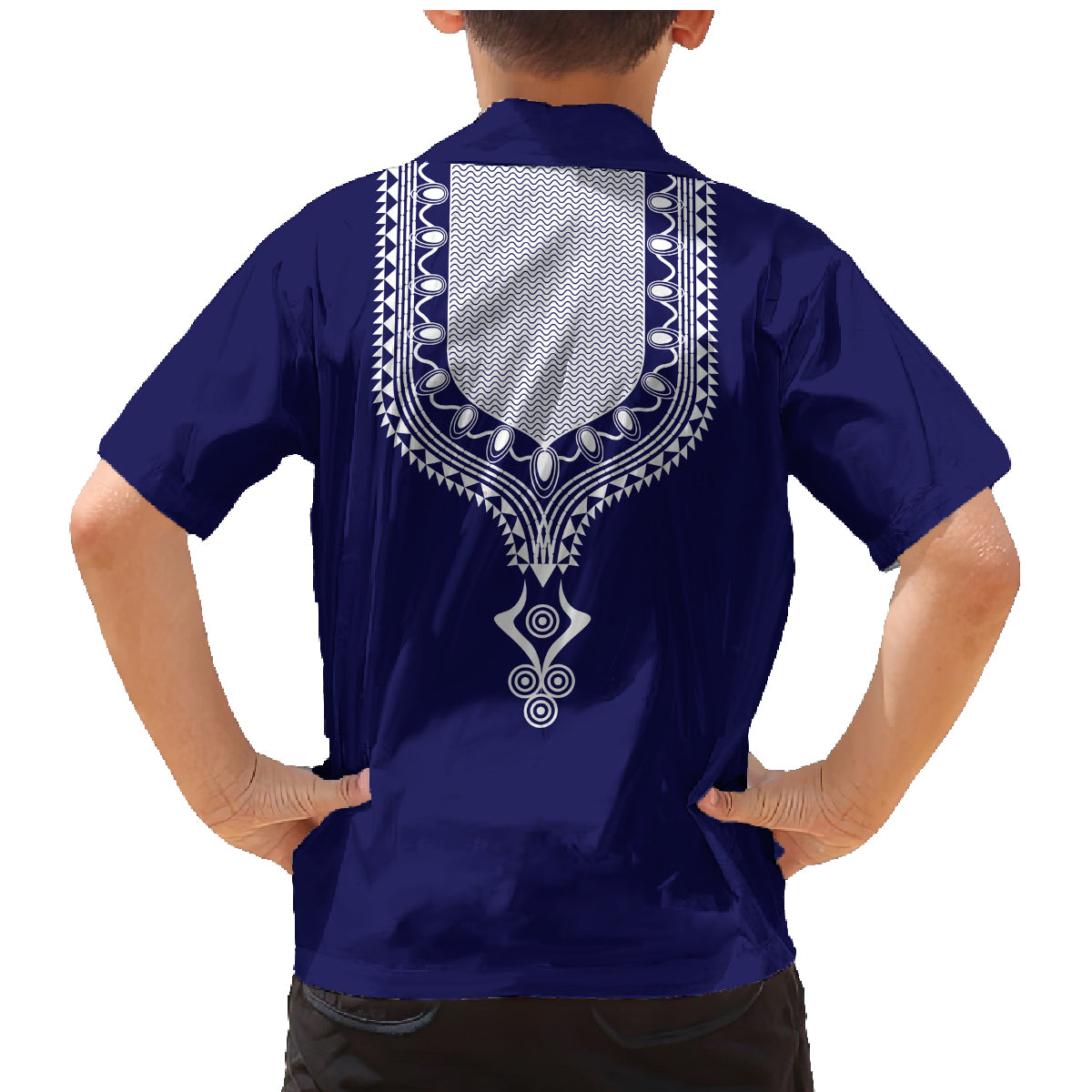 Printed Dashiki African Family Matching Mermaid Dress and Hawaiian Shirt Blue - Wonder Print Shop