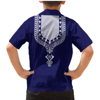 Printed Dashiki African Family Matching Mermaid Dress and Hawaiian Shirt Blue - Wonder Print Shop