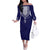 Printed Dashiki African Family Matching Off Shoulder Long Sleeve Dress and Hawaiian Shirt Blue - Wonder Print Shop