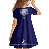 Printed Dashiki African Family Matching Off Shoulder Short Dress and Hawaiian Shirt Blue - Wonder Print Shop