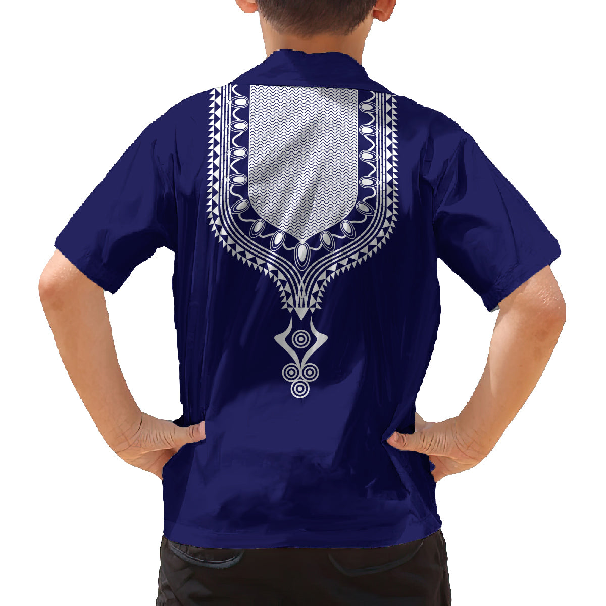 Printed Dashiki African Family Matching Puletasi and Hawaiian Shirt Blue - Wonder Print Shop