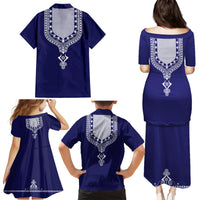 Printed Dashiki African Family Matching Puletasi and Hawaiian Shirt Blue - Wonder Print Shop