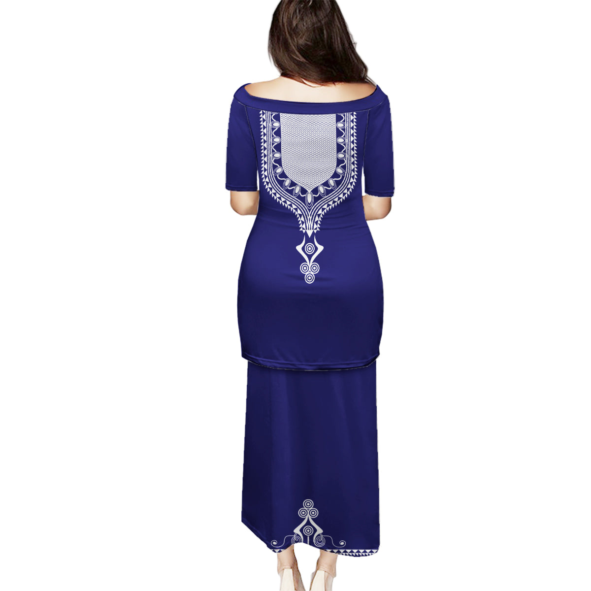 Printed Dashiki African Family Matching Puletasi and Hawaiian Shirt Blue - Wonder Print Shop