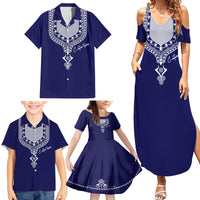 Printed Dashiki African Family Matching Summer Maxi Dress and Hawaiian Shirt Blue - Wonder Print Shop
