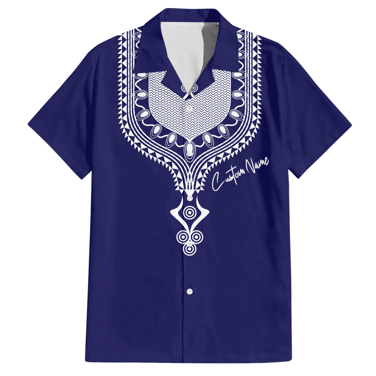 Printed Dashiki African Hawaiian Shirt Blue - Wonder Print Shop