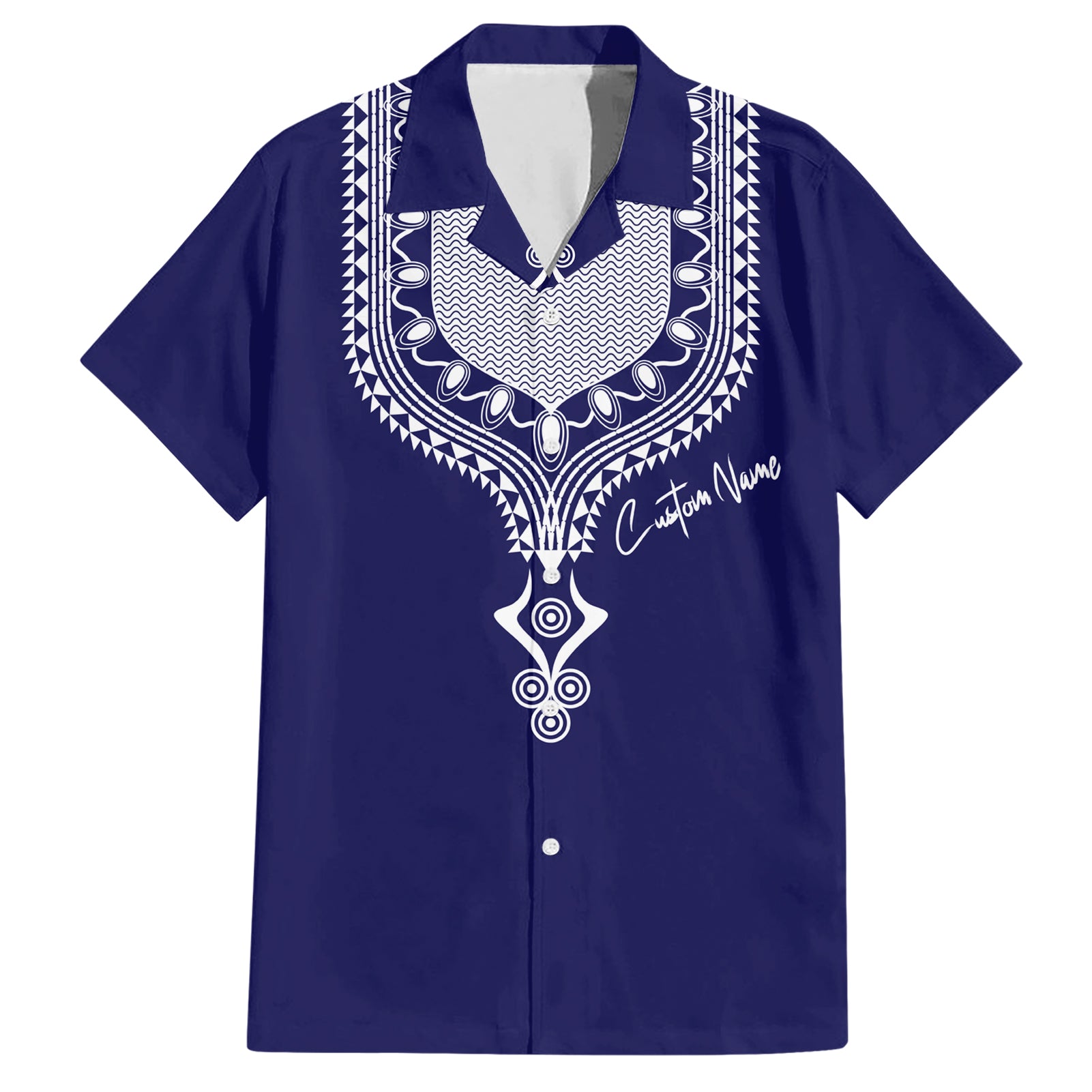 Printed Dashiki African Hawaiian Shirt Blue - Wonder Print Shop