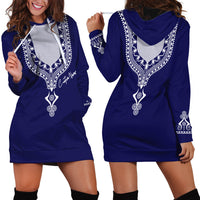 Printed Dashiki African Hoodie Dress Blue - Wonder Print Shop