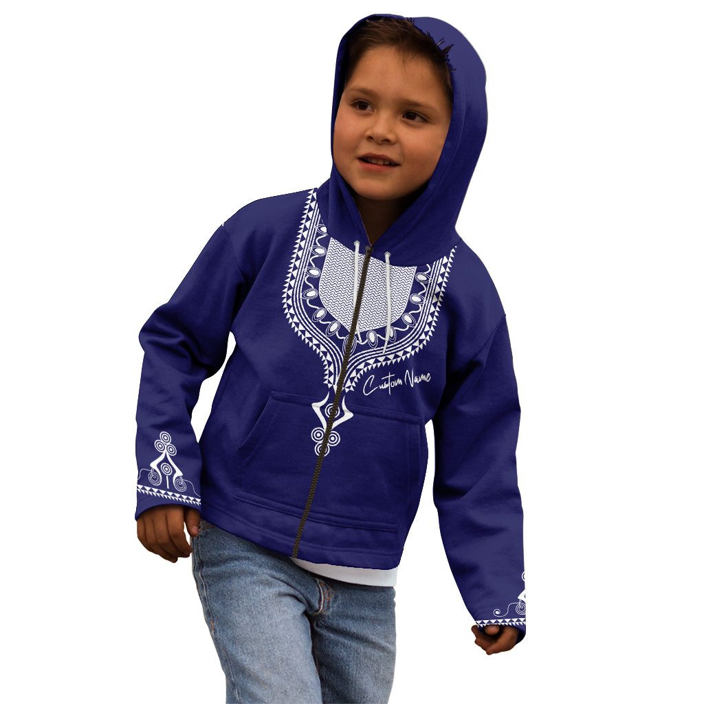 Printed Dashiki African Kid Hoodie Blue - Wonder Print Shop