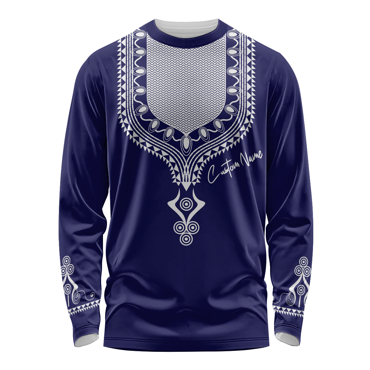 Printed Dashiki African Long Sleeve Shirt Blue - Wonder Print Shop