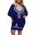 Printed Dashiki African Off Shoulder Short Dress Blue - Wonder Print Shop