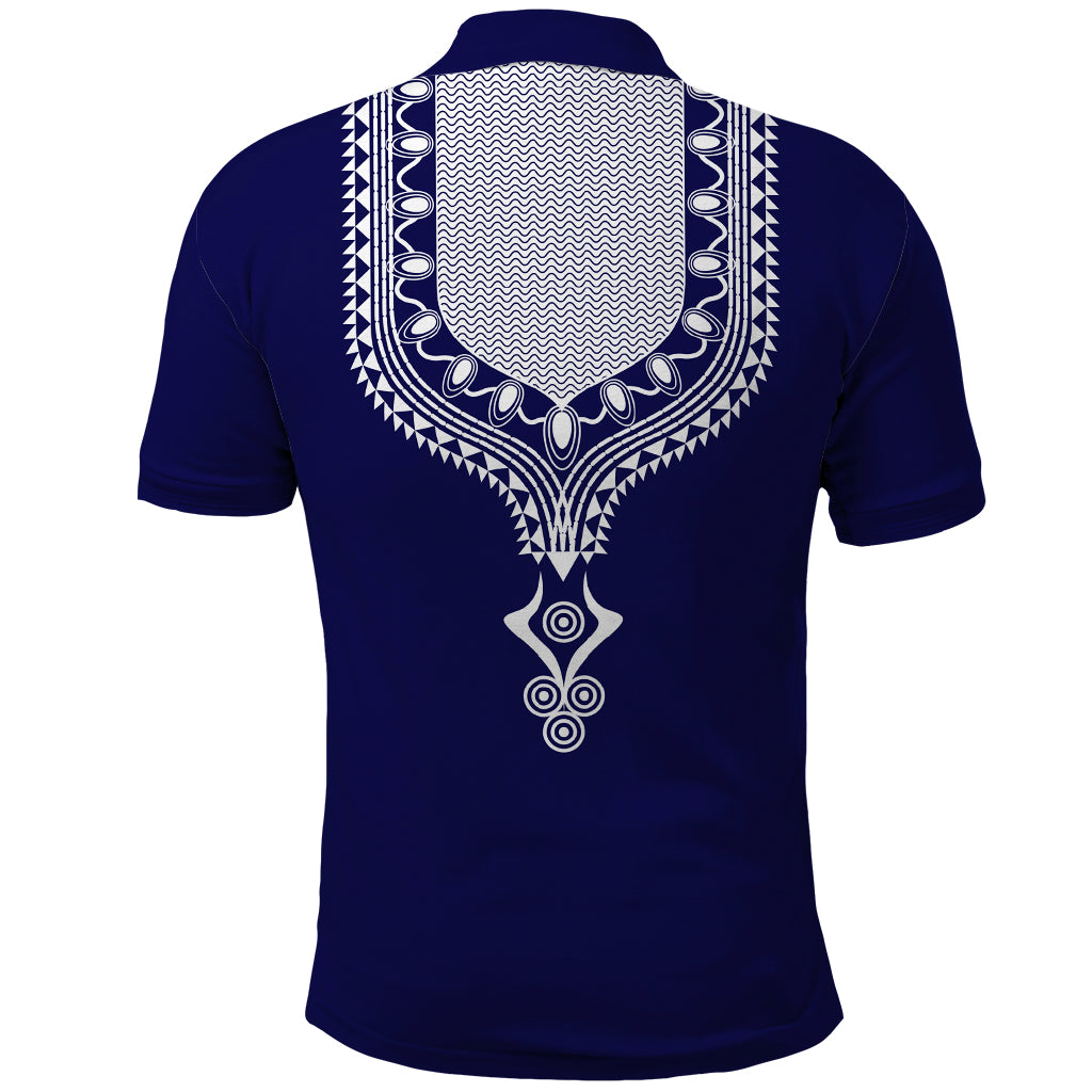 Printed Dashiki African Polo Shirt Blue - Wonder Print Shop