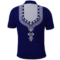 Printed Dashiki African Polo Shirt Blue - Wonder Print Shop